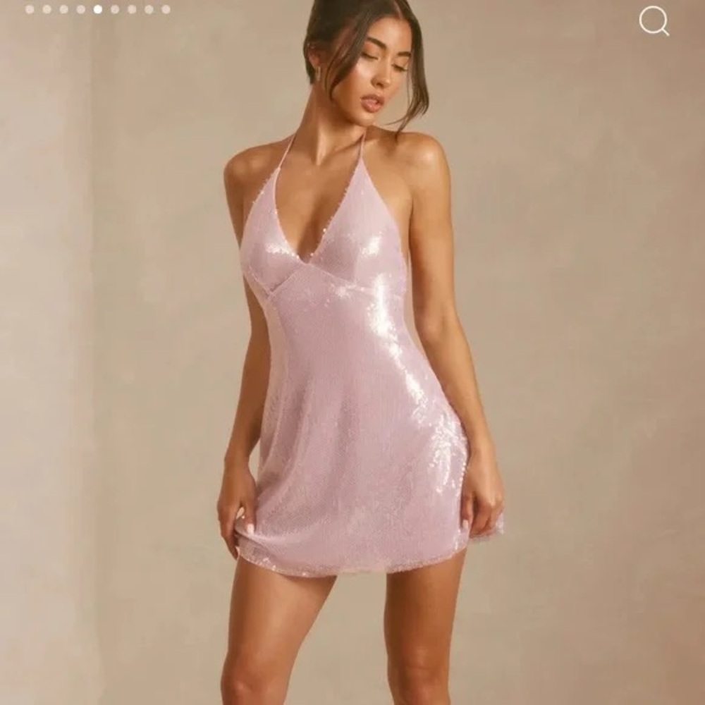 Oh Polly Light Purple Sequin Mini Dress - Picture 2 of 2